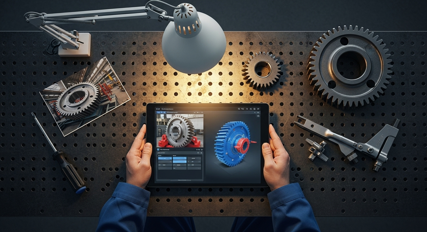 デジタルツインでギアを分析する技術者